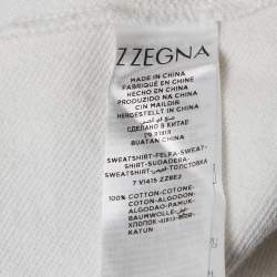 Pre Owned سويت شيرت بسحاب قطن أبيض زد زينيا مقاس كبير