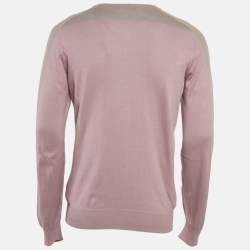 Pre Owned Z Zegna Purple/Grey Cotton Knit Crewneck Sweatshirt L
