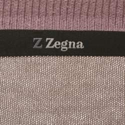 Pre Owned Z Zegna Purple/Grey Cotton Knit Crewneck Sweatshirt L