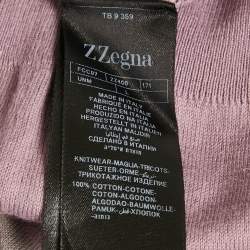 Pre Owned Z Zegna Purple/Grey Cotton Knit Crewneck Sweatshirt L