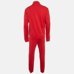 Pre Owned Z Zegna Red Cotton Knit Logo Embossed Set L/M