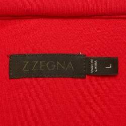 Pre Owned Z Zegna Red Cotton Knit Logo Embossed Set L/M