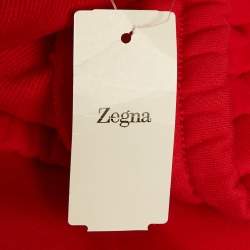 Pre Owned Z Zegna Red Cotton Knit Logo Embossed Set L/M