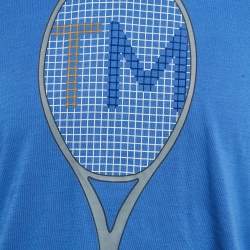 Pre Owned تي شيرت زد زينيا تيكميرينو جيرسي طباعة مضرب أزرق مقاس وسط