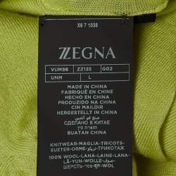 Pre Owned تي شيرت زد زينيا بولو صوف محبوك أصفر ليموني مقاس كبير ( لارج )