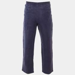 مملوكة مسبقًا Z Zegna Navy Blue Linen Straight Leg Pants S