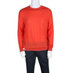 Z Zegna Blood Orange Wool Long Sleeve Sweater XL