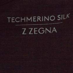 Pre Owned Z Zegna Dark Grey Techmerino Wool and Silk Jersey Long Sleeve Polo T-Shirt L