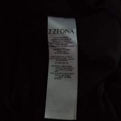 Pre Owned Z Zegna Dark Grey Techmerino Wool and Silk Jersey Long Sleeve Polo T-Shirt L