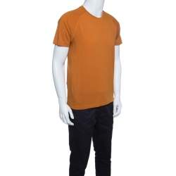 Pre Owned Z Zegna Techmerino Burnt Orange Wool Crew Neck T-Shirt M