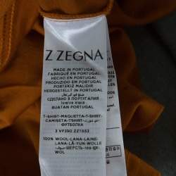 Pre Owned Z Zegna Techmerino Burnt Orange Wool Crew Neck T-Shirt M