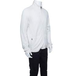 Z Zegna Techmerino Off White Wool Zip Front Sweatshirt L