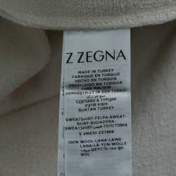Z Zegna Techmerino Off White Wool Zip Front Sweatshirt L