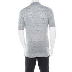 Z Zegna Grey Marled Keyhole Detail Short Sleeve T-Shirt L