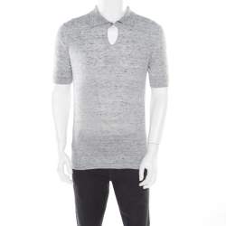 Z Zegna Grey Marled Keyhole Detail Short Sleeve T-Shirt L