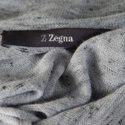 Z Zegna Grey Marled Keyhole Detail Short Sleeve T-Shirt L