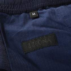 Z Zegna Blue Linen Drawstring Waist Relaxed Fit Trousers M