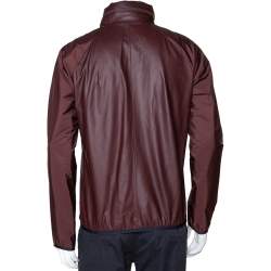 Pre Owned Z Zegna Maroon Leather Hood Detail Zip Front Jacket M