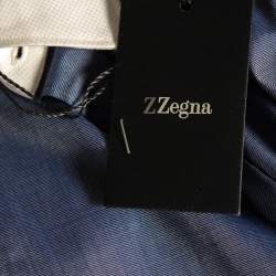 Z Zegna Blue Cotton Contrast Collar City Shirt L