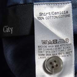 Z Zegna Blue Cotton Contrast Collar City Shirt L