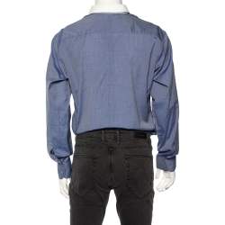 Z Zegna Blue Cotton Contrast Collar City Shirt L