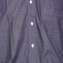 Pre Owned Z Zegna Ink Blue Cotton Contrast Collar City Shirt L