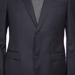 Z Zegna Nay Blue Patterned Wool Drop 8 Suit L