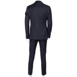 Z Zegna Nay Blue Patterned Wool Drop 8 Suit L