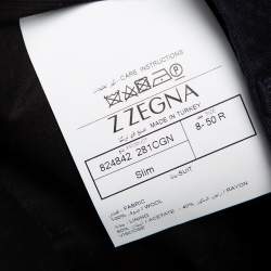 Z Zegna Nay Blue Patterned Wool Drop 8 Suit L