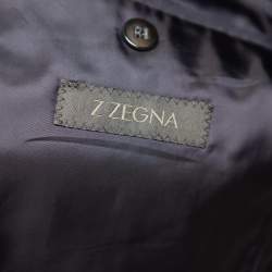 Z Zegna Nay Blue Patterned Wool Drop 8 Suit L