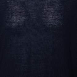 Z Zegna Navy Blue Wool V-Neck Long Sleeve Jumper L