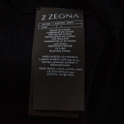 Z Zegna Navy Blue Wool V-Neck Long Sleeve Jumper L