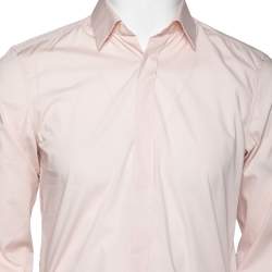 Pre Owned Z Zegna Pink Cotton Long Sleeve Buttonfront Drop 8 Fit Shirt M