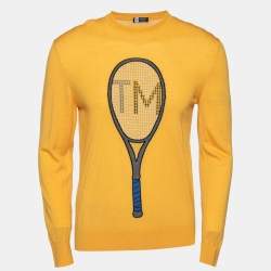 Z Zegna Yellow Wool Tennis Racket Embroidered T-Shirt L