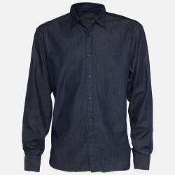 Z Zegna Blue Printed Cotton Long Sleeve Shirt XXL