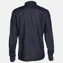Z Zegna Blue Printed Cotton Long Sleeve Shirt XXL