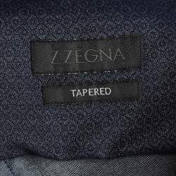 Z Zegna Blue Printed Cotton Long Sleeve Shirt XXL