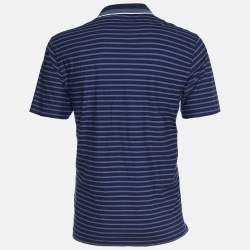 Z Zegna Blue Stripped Cotton Polo T-Shirt XL