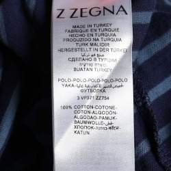 Z Zegna Blue Stripped Cotton Polo T-Shirt XL