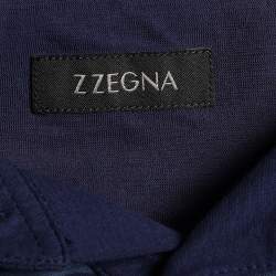 Z Zegna Blue Stripped Cotton Polo T-Shirt XL