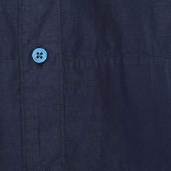 Pre Owned Z Zegna Blue Cotton Pocket Detail Regular Fit Shirt XXL