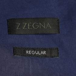 Pre Owned Z Zegna Blue Cotton Pocket Detail Regular Fit Shirt XXL