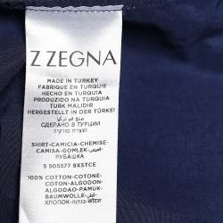 Pre Owned Z Zegna Blue Cotton Pocket Detail Regular Fit Shirt XXL