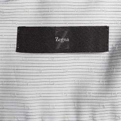 Pre Owned Z Zegna Beige Striped Embroidered Long Sleeve Shirt M