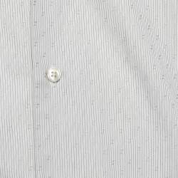Pre Owned Z Zegna Beige Striped Embroidered Long Sleeve Shirt M