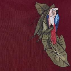 Z Zegna Red Cotton Bird Embroidered Zip Front Jacket XL