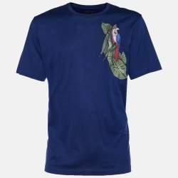 Z Zegna Blue Cotton Bird Embroidered Short Sleeve T-Shirt XL