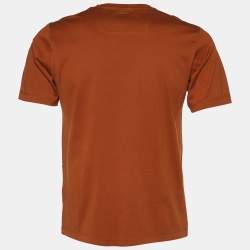 Pre Owned Z Zegna Brown Jersey Logo Print Crew Neck T-Shirt S