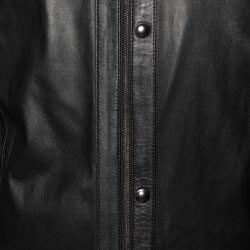 Pre Owned Z Zegna Brown Leather Zip Front Jacket M