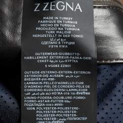Pre Owned Z Zegna Brown Leather Zip Front Jacket M